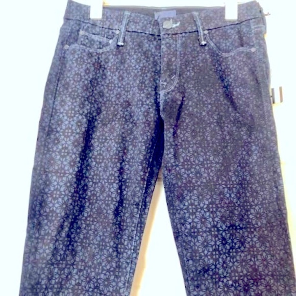 NWT MOTHER THE LOOKER Foulard Me Once Skinny Jeans Blue Tile Print 26 MSRP $228 - Picture 5 of 8